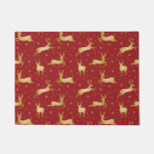 赤と金ゴールドトナカイ ドアマット (正面)