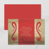 赤と金ゴールドドラゴンズAsian Themed 結婚's サンキューカード (正面/裏面)