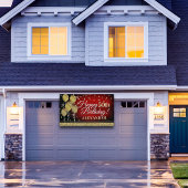 赤と金ゴールドハッピーバースデーバナー 横断幕