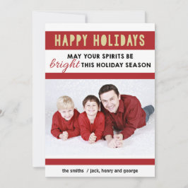 赤と金ゴールドハッピーホリデーフォトカードグリーティング シーズンカード