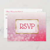 赤と金ゴールドバブル結婚式RSVPはがき インビテーションポストカード (正面/裏面)