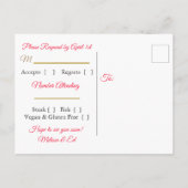 赤と金ゴールドバブル結婚式RSVPはがき インビテーションポストカード (裏面)