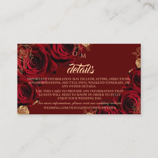赤と金ゴールドバラフローラ結婚詳細 エンクロージャーカード (正面)