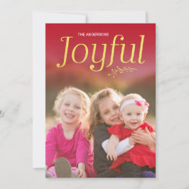 赤と金ゴールドフェイクのJoyful Holiday Photo シーズンカード