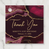赤と金ゴールドフェイクグリッターアゲート誕生日パーティー フェイバータグ (正面)