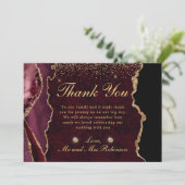 赤と金ゴールドフェイクグリッターアゲ結婚ート サンキューカード (スタンド正面)