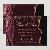 赤と金ゴールドフェイクグリッターアゲ結婚ート サンキューカード (正面/裏面)