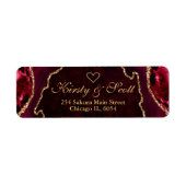 赤と金ゴールドフェイクグリッターアゲ結婚ート ラベル (正面)