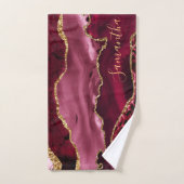 赤と金ゴールドフェイクグリッター大理石  ハンドタオル (ハンドタオル)