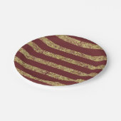 赤と金ゴールドフェイクグリッター ペーパープレート (アングル)