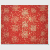 赤と金ゴールドフェスティバルクリスマスパターン ラッピングペーパー (フラット)