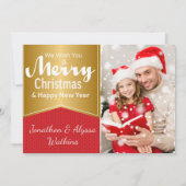 赤と金ゴールドフォトクリスマスカード シーズンカード (正面)
