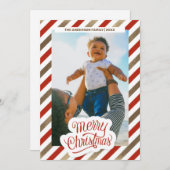 赤と金ゴールドフォトクリスマスホリデーズカード シーズンカード (正面/裏面)