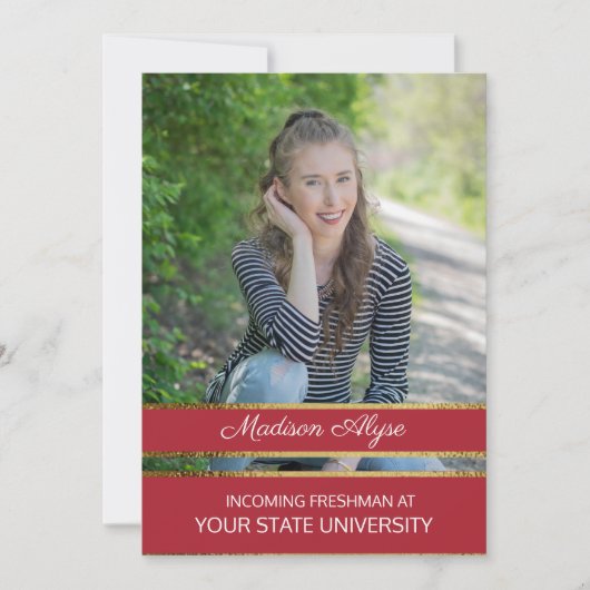 赤と金ゴールドフォトトランクパーティー 招待状 (正面)