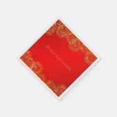 赤と金ゴールドフラワーインディアン結婚ズナプキン スタンダードカクテルナプキン (角)