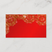 赤と金ゴールドフラワーインディアン結婚ズ座席表 プレイスカード (裏面)