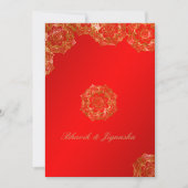 赤と金ゴールドフラワーインディアン結婚式招待状 招待状 (正面)