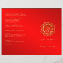 赤と金ゴールドフラワーインディアン結婚式 プログラム