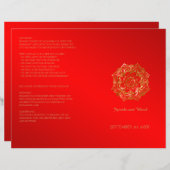赤と金ゴールドフラワーインディアン結婚式 プログラム (正面/裏面)