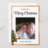 赤と金ゴールドフレームクリスマスフォトフラット シーズンカード (正面/裏面)