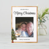 赤と金ゴールドフレームクリスマスフォトフラット シーズンカード (スタンド正面)