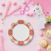 赤と金ゴールドフローラレースパターン ペーパープレート (パーティー)