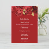 赤と金ゴールドフローラ結婚式招待状 招待状 (スタンド正面)