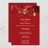 赤と金ゴールドフローラ結婚式招待状 招待状 (正面/裏面)