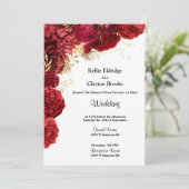 赤と金ゴールドフローラ結婚式招待状 招待状 (スタンド正面)