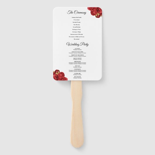 赤と金ゴールドフローラ結婚式 プログラムハンドファン ハンドファン (裏面)