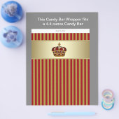 赤と金ゴールドプリンスベビーシャワーキャンディバーラッパー チラシ (シングル)