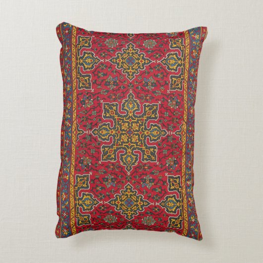 赤と金ゴールドペルシャ絨毯 アクセントクッション (裏面(縦))