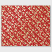 赤と金ゴールドホリークリスマスラッピング紙 ラッピングペーパー (フラット)