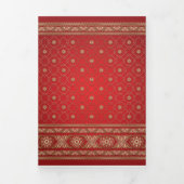 赤と金ゴールドボリウッドスタイルインディアン結婚ズ 三つ折り招待状 (カバー)