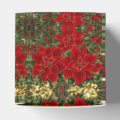 赤と金ゴールドポインセチア模様キューブ優先ボックス フェイバーボックス (上部)