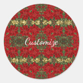 赤と金ゴールドポインセチア模様スタンプ ラウンドシール (正面)