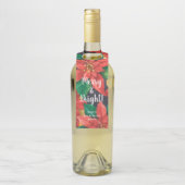 赤と金ゴールドポインセティアスクリスマスフローラ ボトルネックタグ (ボトル)