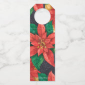 赤と金ゴールドポインセティアスクリスマスフローラ ボトルネックタグ (裏面)