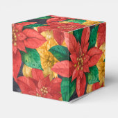 赤と金ゴールドポインセティアスクリスマスホリデー フェイバーボックス (裏面サイド)