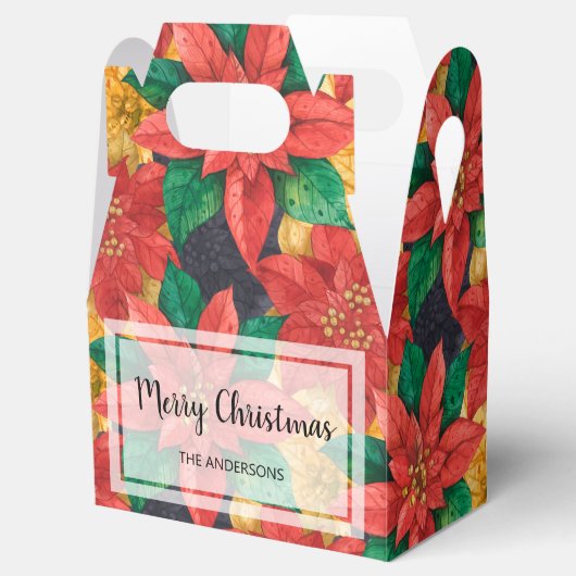 赤と金ゴールドポインセティアスクリスマスホリデー フェイバーボックス (オープン)