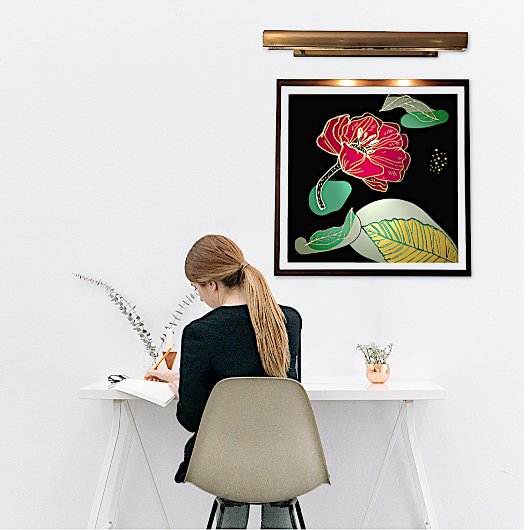 赤と金ゴールドポピー抽象芸術 箔ポスター