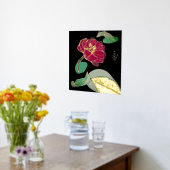 赤と金ゴールドポピー抽象芸術 箔ポスター (レイダウン (キッチン))