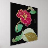 赤と金ゴールドポピー抽象芸術 箔ポスター (レイダウン)