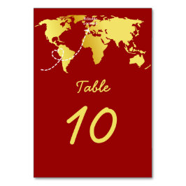 赤と金ゴールドマップの宛先の結婚式 テーブルナンバー