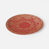 赤と金ゴールドマンダラとハート紙プレート ペーパープレート (アングル)