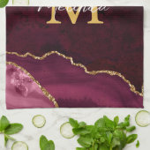 赤と金ゴールドマーブルゲート キッチンタオル (折り畳み)