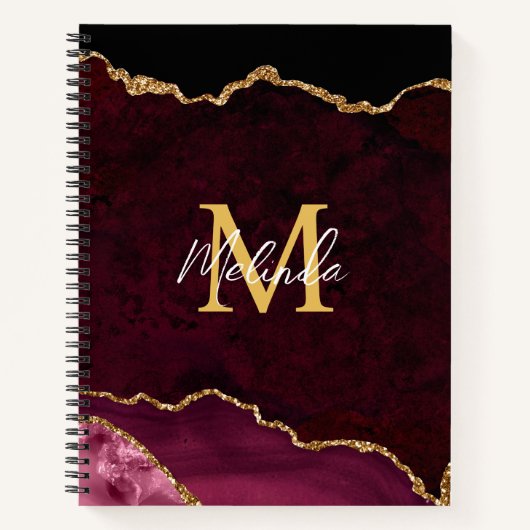 赤と金ゴールドマーブルゲート ノートブック (正面)
