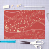 赤と金ゴールドミュージカルクリスマスティッシュペーパー 薄葉紙 (クラフト)