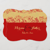 赤と金ゴールドムス結婚リムまたは婚約 招待状 (正面/裏面)