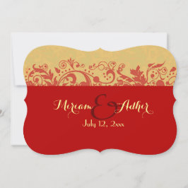 赤と金ゴールドムス結婚リムまたは婚約 招待状